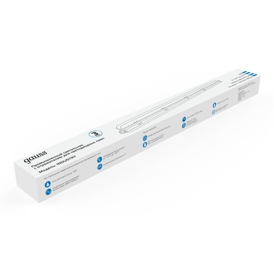 Обзор: Линейный светильник Gauss СПП-Т8-G13 INDUSTRY 220-230V IP65 660*70*61мм для LED ламп 1х600мм 1/12