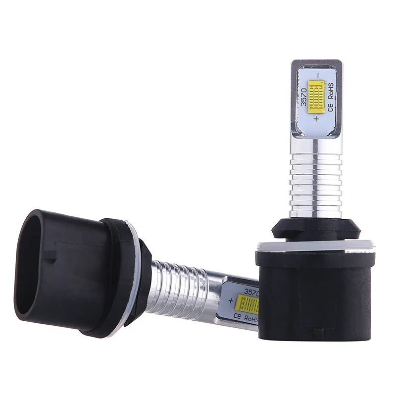 Светодиодные лампы CSP 880 881 H27W/2 H27W/1 H27, светодиодные лампы H27W 6000 лм 4300K 12000K для автомобильных противотуманных фонарей, дневных ходовых огней 12 В, 2 шт, 6500K, H27/881 — фото 1
