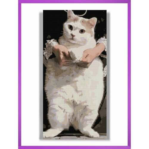 Алмазная мозаика на подрамнике - вышивка Кот Мем 3 30 х 60 см 1560₽