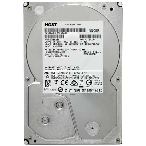 35 жесткий диск Hitachi A7K2000 HUA722010CLA330 1ТБ 7200Обмин 32МБ 3723₽