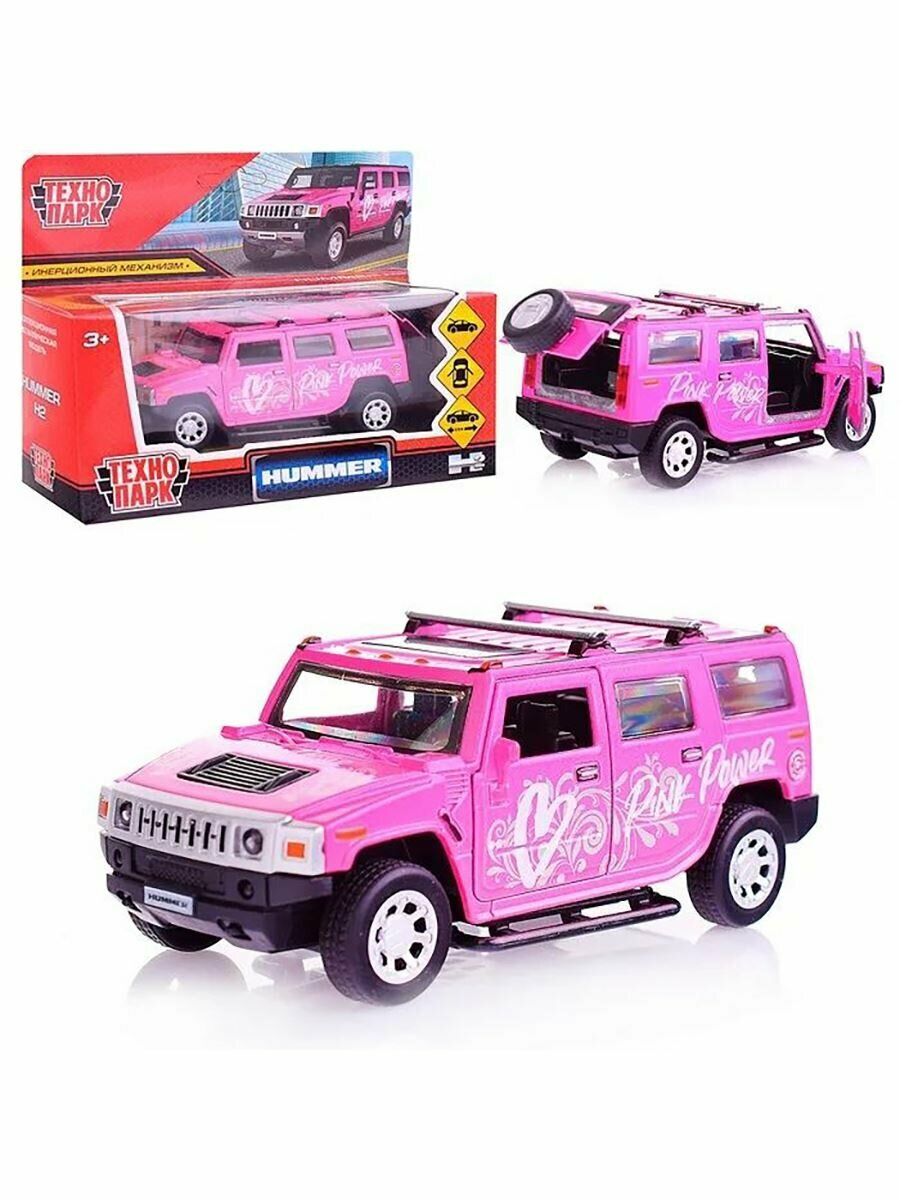 Машина Hummer H2 Спорт 12 см розовая металл инерция Технопарк, HUM2-12SRT-PK