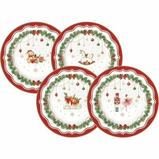 Тарелка Easy Life Magie de Noel19 см 4 шт фарфор белая Микс (EL-R1100/MNOE)
