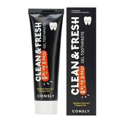 CONSLY Toothpaste Паста зубная гелевая Clean&Fresh с бамбуковым углем и перечной мятой Bamboo Charcoal & Peppermint Gel Toothpaste, 105 г