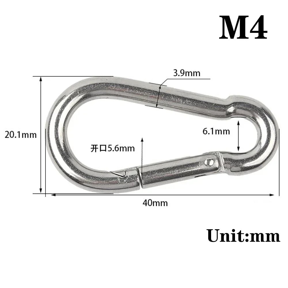Пружинные карабины из нержавеющей стали M4 M5 M6 M8 M10 1pc m4(1)