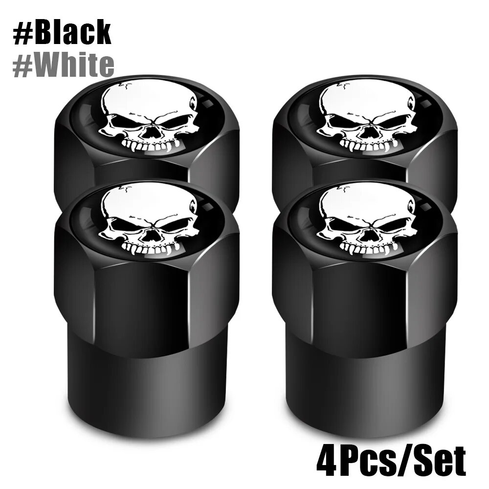4 шт миниатюрная металлическая крышка для клапана шины Black-Black White