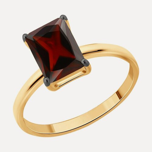 Изображение товара Кольцо, серебро, 925 проба, золочение, гранат