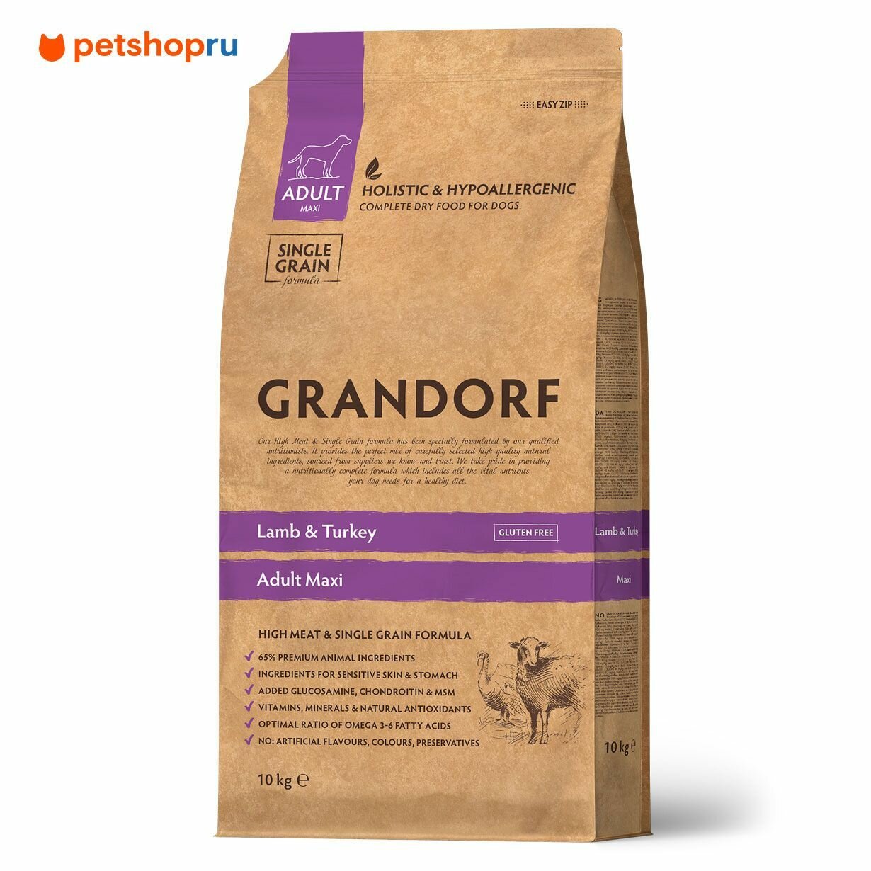Сухой корм для собак Grandorf Fresh Dog для крупных и средних пород из свежего мяса утки с бататом 3 кг - фото №1
