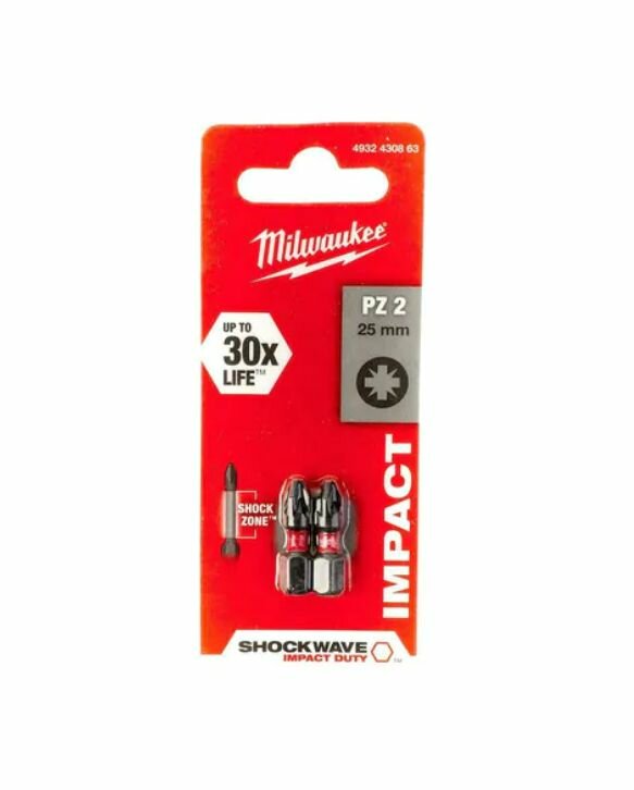 Насадка Milwaukee Shockwave PZ2 25мм 2шт 4932430863