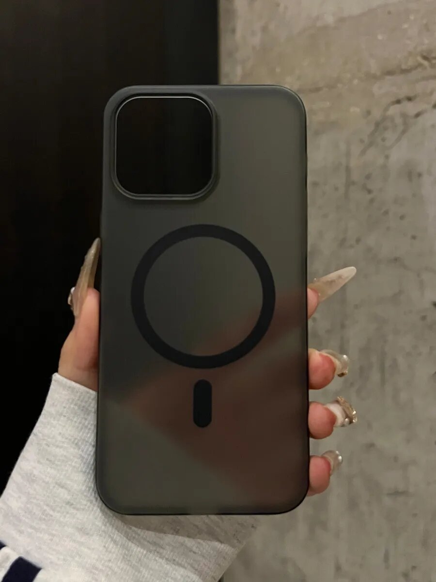 Чехол О'кейси, для iPhone 15 Pro Max, силикон, MagSafe, черный/прозрачный