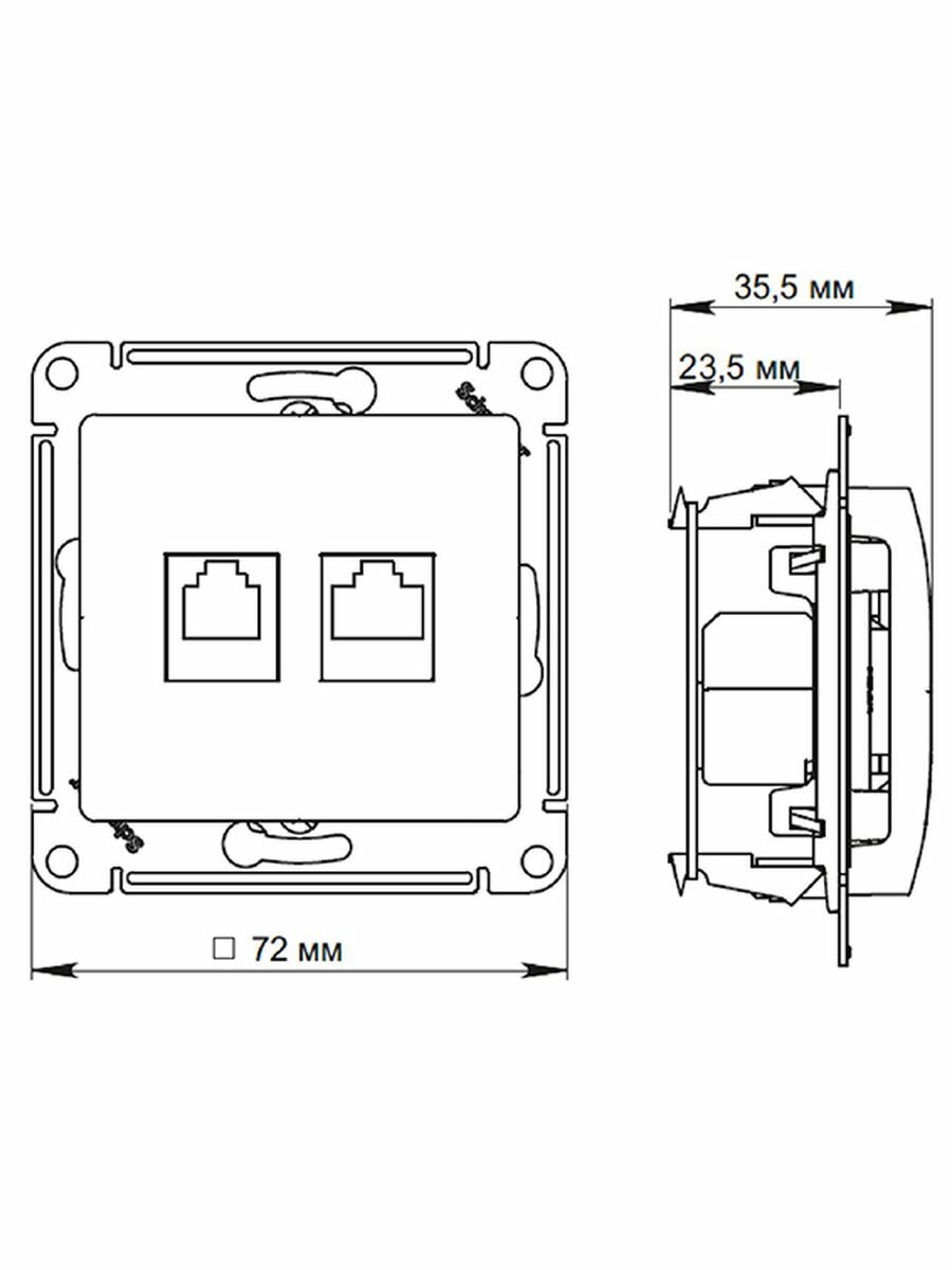 Glossa GSL000885 Розетка комбинированная (RJ45+RJ11, под рамку, скрытая установка, шоколад) Упаковка (10 шт.) Schneider Electric - фото №2