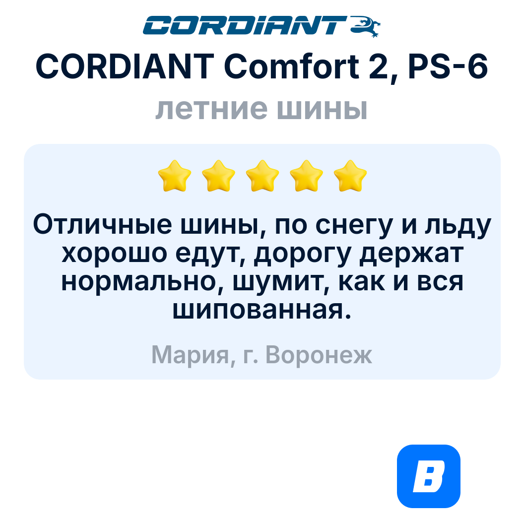 Летние шины Cordiant Comfort 2, PS-6 195/50R15 86H — фото 1