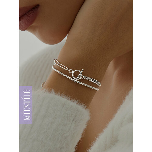 Браслет-цепочка MIESTILO серебро 925 проба родирование фианит длина 20 см 5609₽