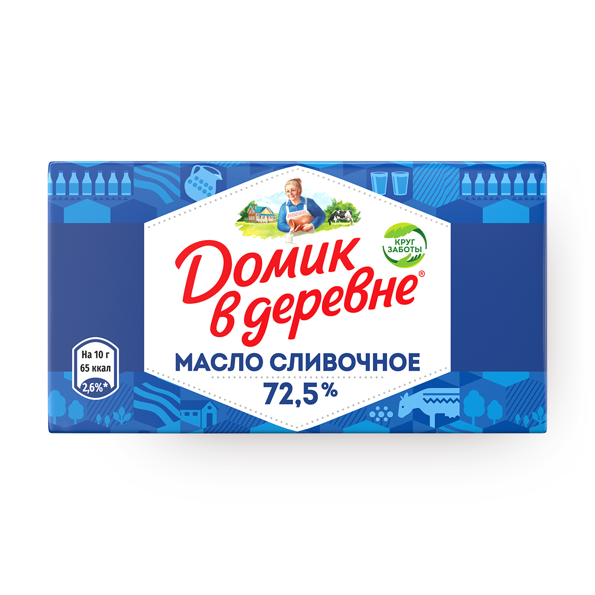 Масло сливочное Домик в деревне, несоленое, 72,5% жирности, 180 г