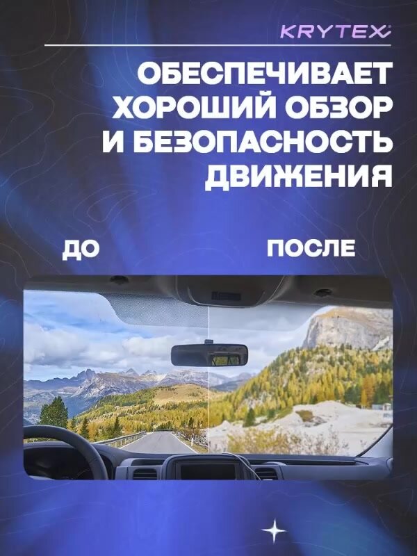 Стеклоочиститель для автомобиля "KRYTEX GLASS CLEAN", профессиональный очиститель стеклянных, зеркальных поверхностей, 250 мл — фото 1