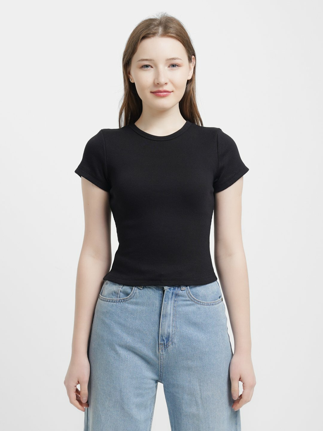 Кроп-топ, 1 шт., размер L,M,S, розовый 02А — фото 1