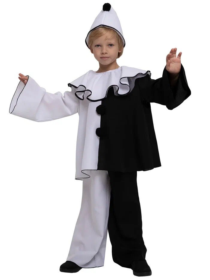 Карнавальный костюм Пьеро: для мальчика/девочки, р.128-134 (р.32) — фото 1