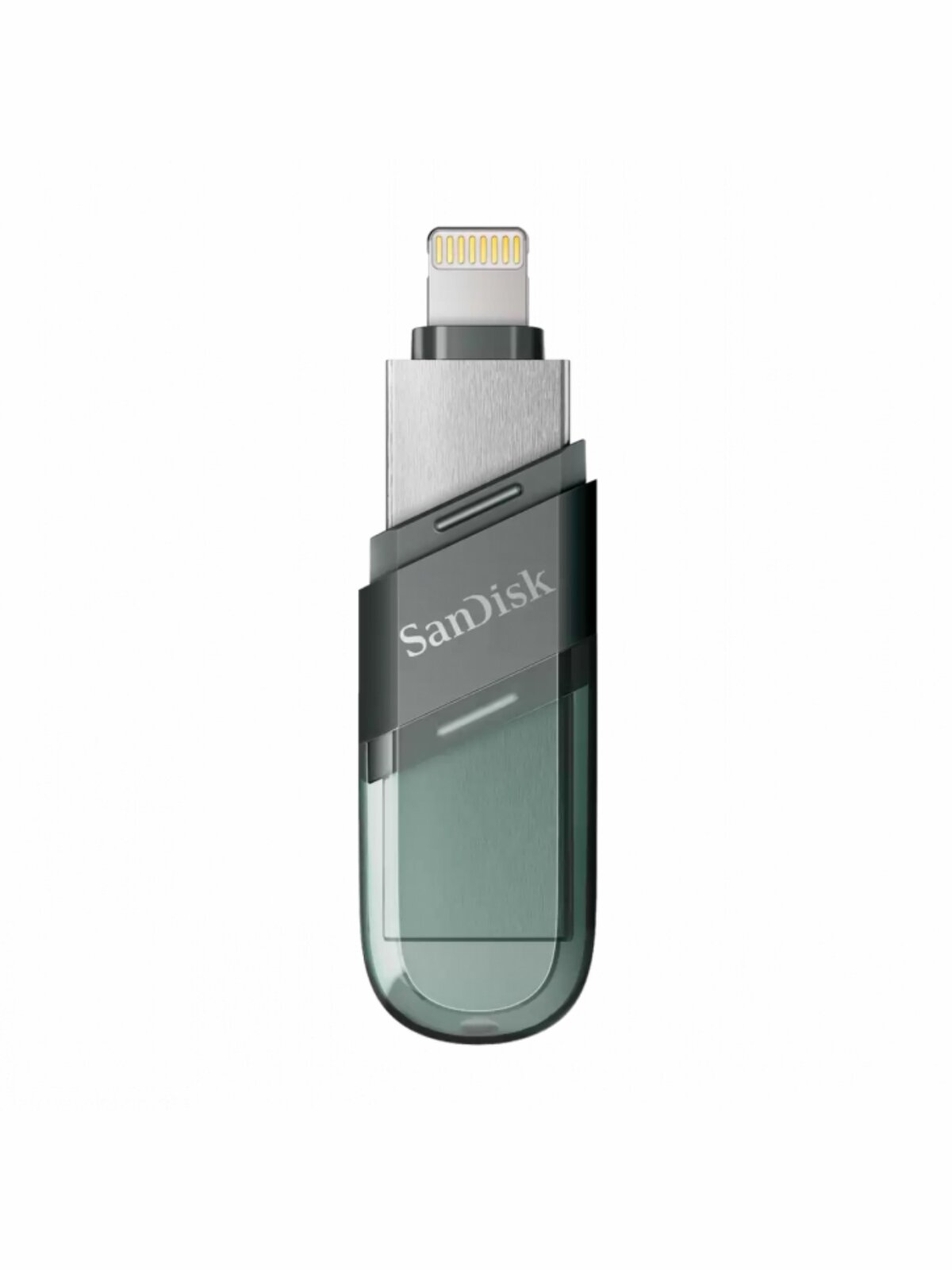 USB флеш-накопитель Sandisk iXpand Flip 128 ГБ USB 3.1/Lightning, серый/зеленый — фото 1