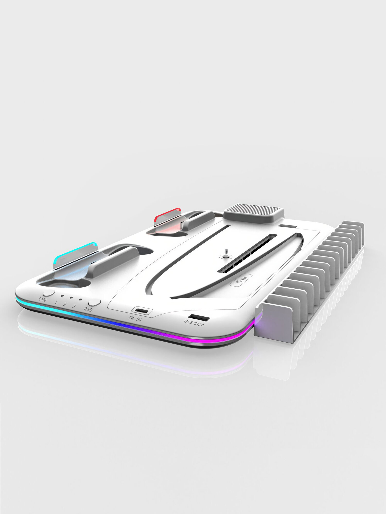 Подставка для Playstation 5 (PS5) STK-DZ504, с RGB-подсветкой и ручкой для зарядки, белая