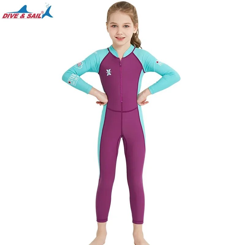 Детский гидрокостюм DIVE&SAIL UPF50+ из лайкры Синий, XL, Rose red for Girls