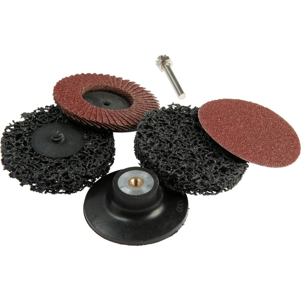 Тундра Набор кругов , 2 коралловых, лепестковый, шлифовальный, 75 мм, с адаптером, 5 шт. 9718201