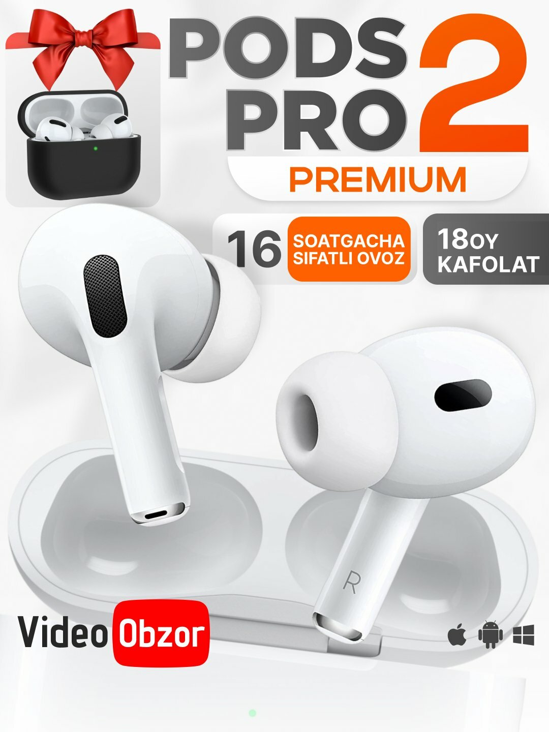 Беспроводные наушники Pods Pro 2, Premium, сенсорное управление, для iPhone/Android