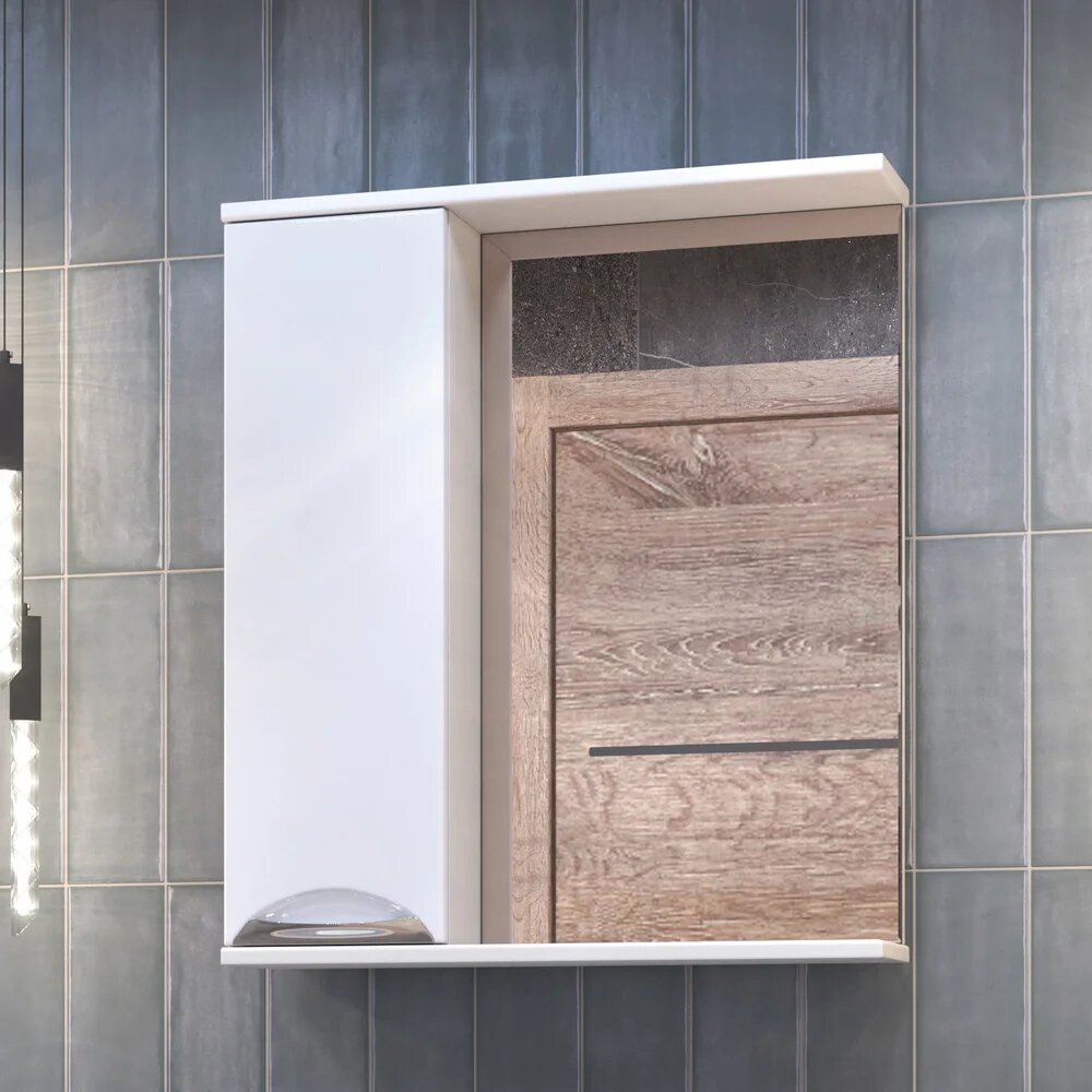 Зеркало Vigo Callao 60 L с полкой со шкафчиком 60 5 см белое в современном стиле