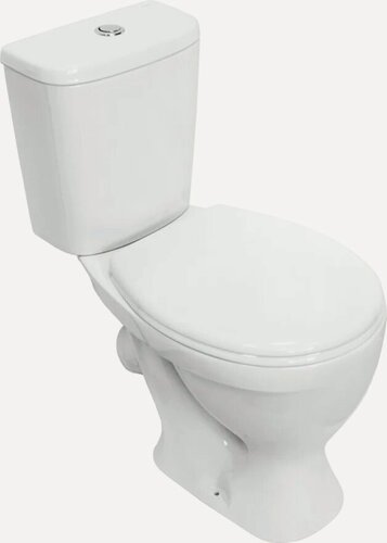 Изображение товара Унитаз-компакт напольный Sanita Формат стандарт антивсплеск, фарфоровый, белый, глянцевый, овальный, с нижним подводом, сиденье для унитаза в комплекте