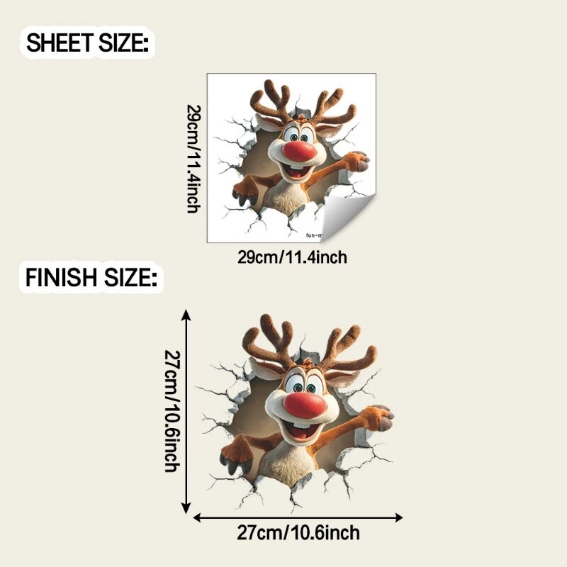 3D наклейка на стену Санта Клаус и олень C