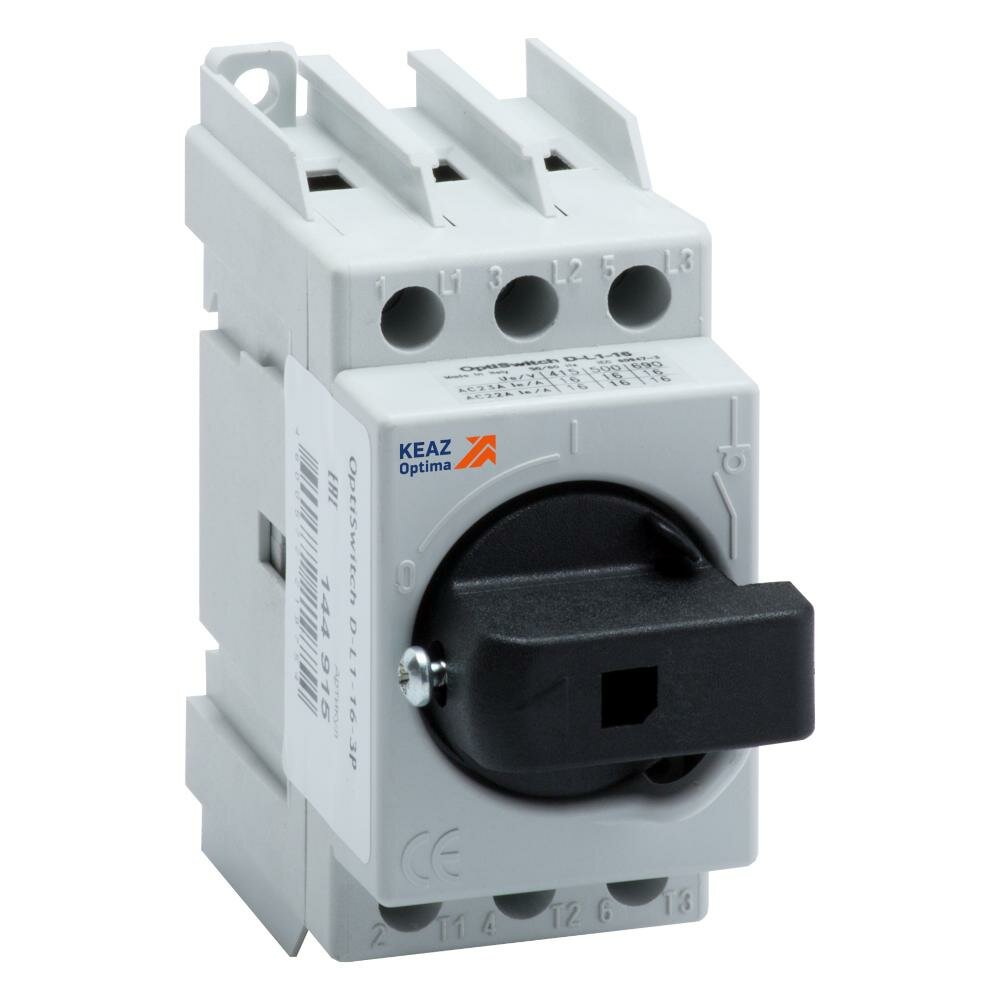 Выключатель-разъединитель КЭАЗ трехполюсный, номинальный ток 40 А, ручное управление, для установки на DIN-рейку