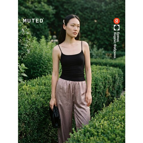 фото Майка muted на тонких бретелях, размер m, черный