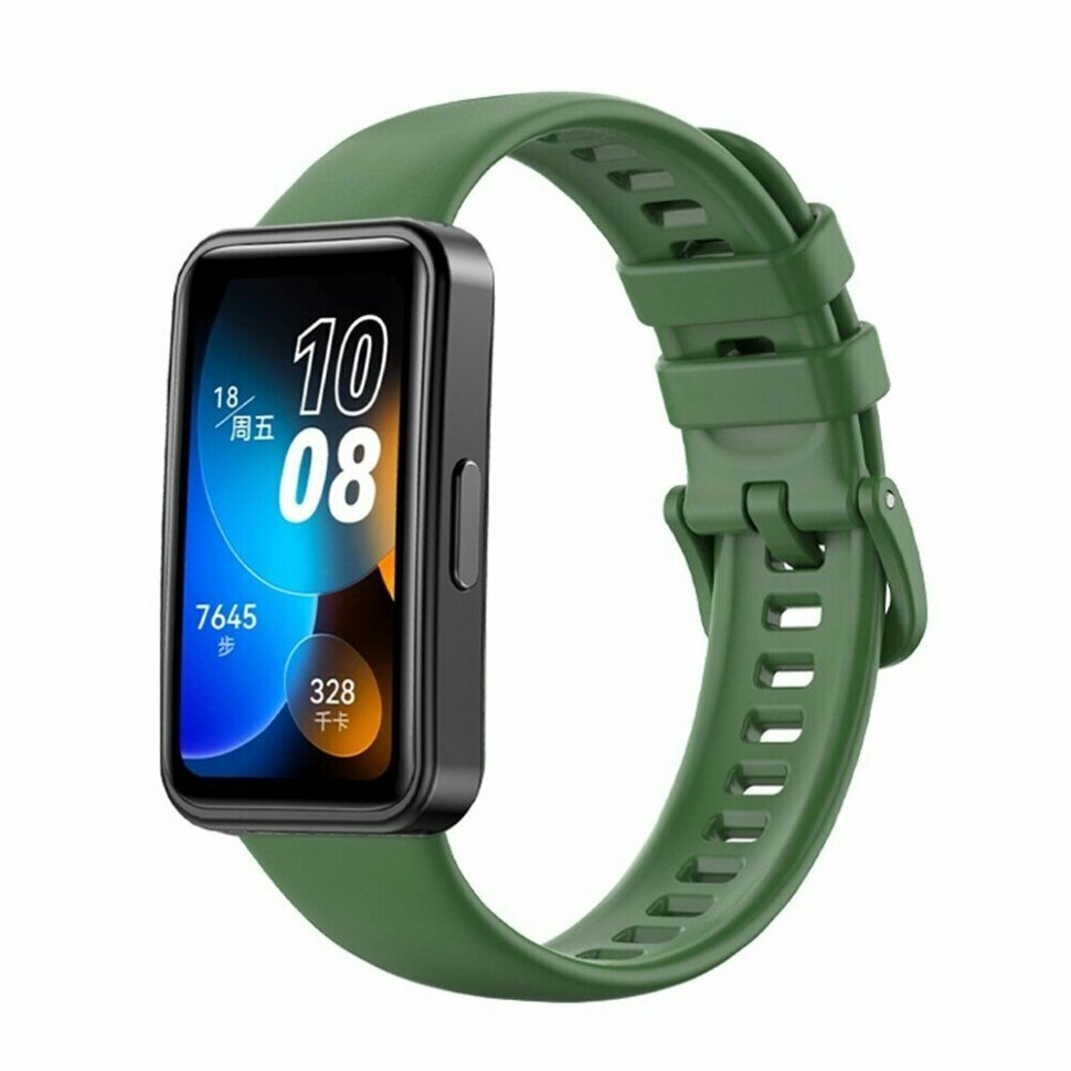 Силиконовый ремешок для HUAWEI Band 8 (темно-зеленый)