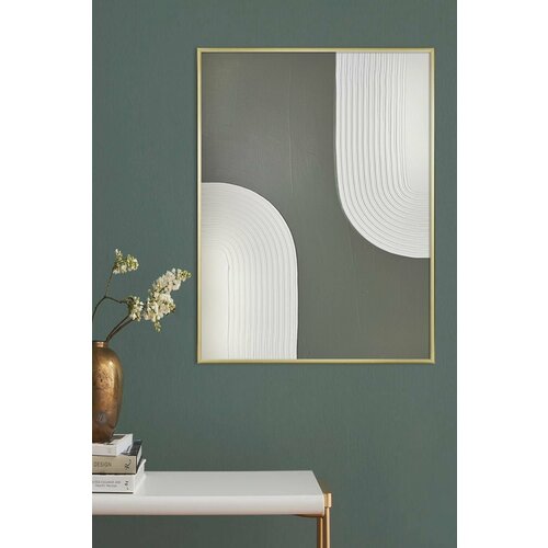 Картина для интерьера из гипса DECORMARKT Белые арки на зеленом, 50х70 см, в золотой рамке