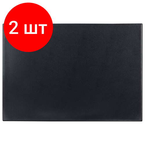 Комплект 2 шт, Коврик-подкладка настольный для письма (650х450 мм), с прозрачным карманом, черный, BRAUBERG, 236775