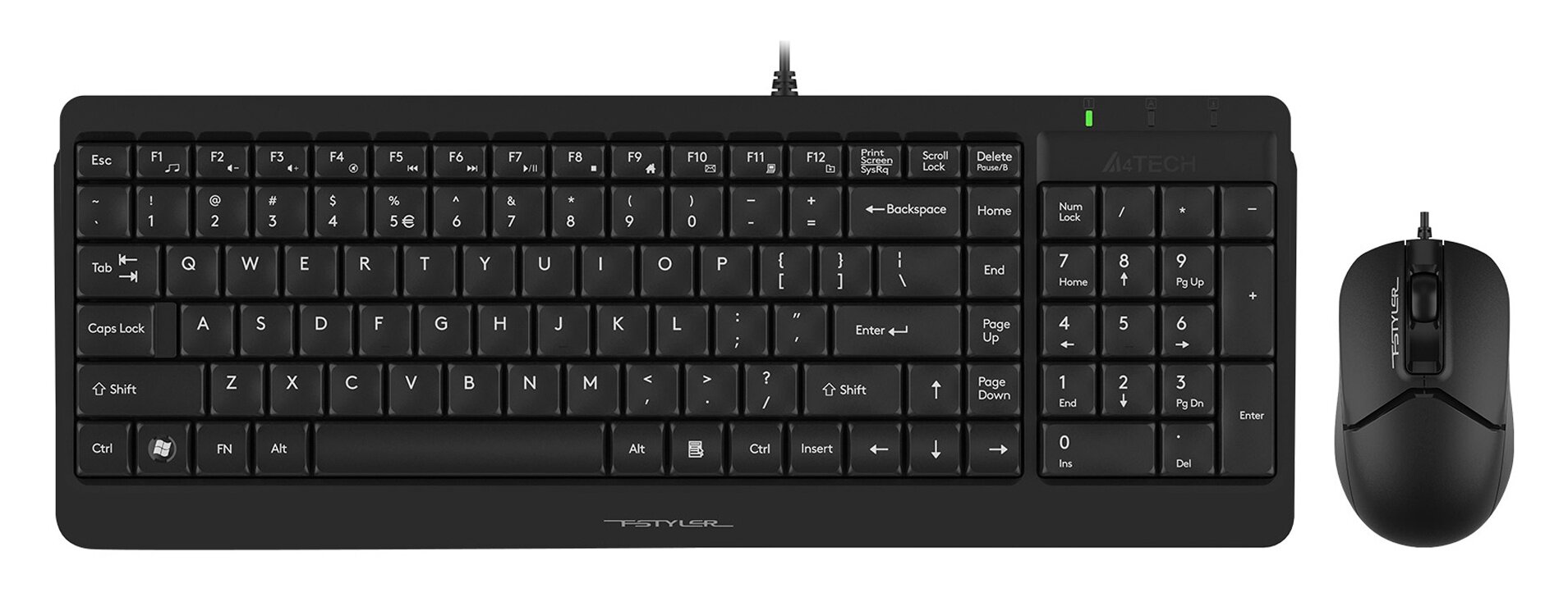 Комплект проводной клавиатура + мышь A4Tech Fstyler F1512 USB (Черный)