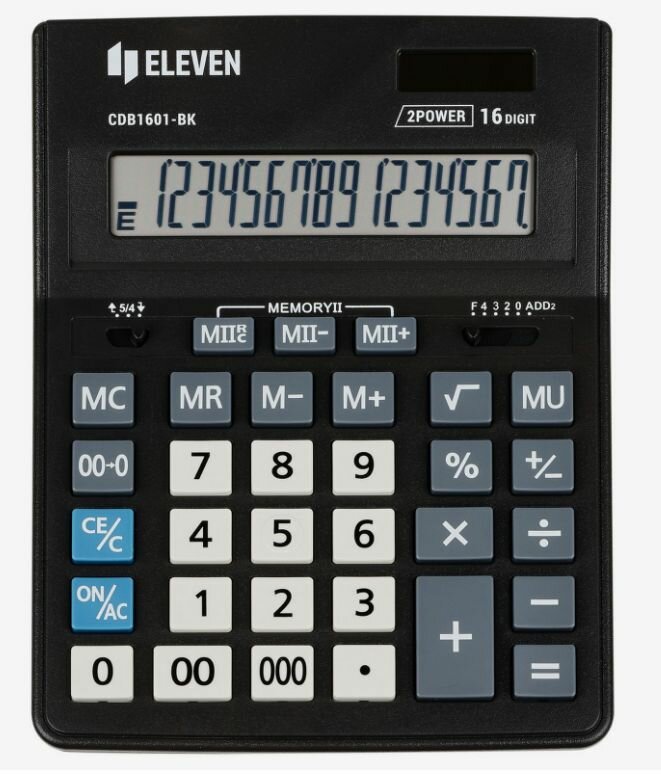 Калькулятор настольный Eleven Business Line CDB1601-BK, 16 разрядов, двойное питание, 155*205*35мм, черный — фото 7