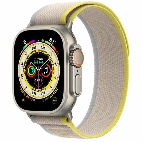 Apple Watch Ultra Titanium Case with M/L Yellow/Beige Trail Loop