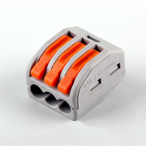 Клеммы 3-х контактные зажимные - 32А РСТ 214 (Аналог WAGO/ваго) 100 шт.