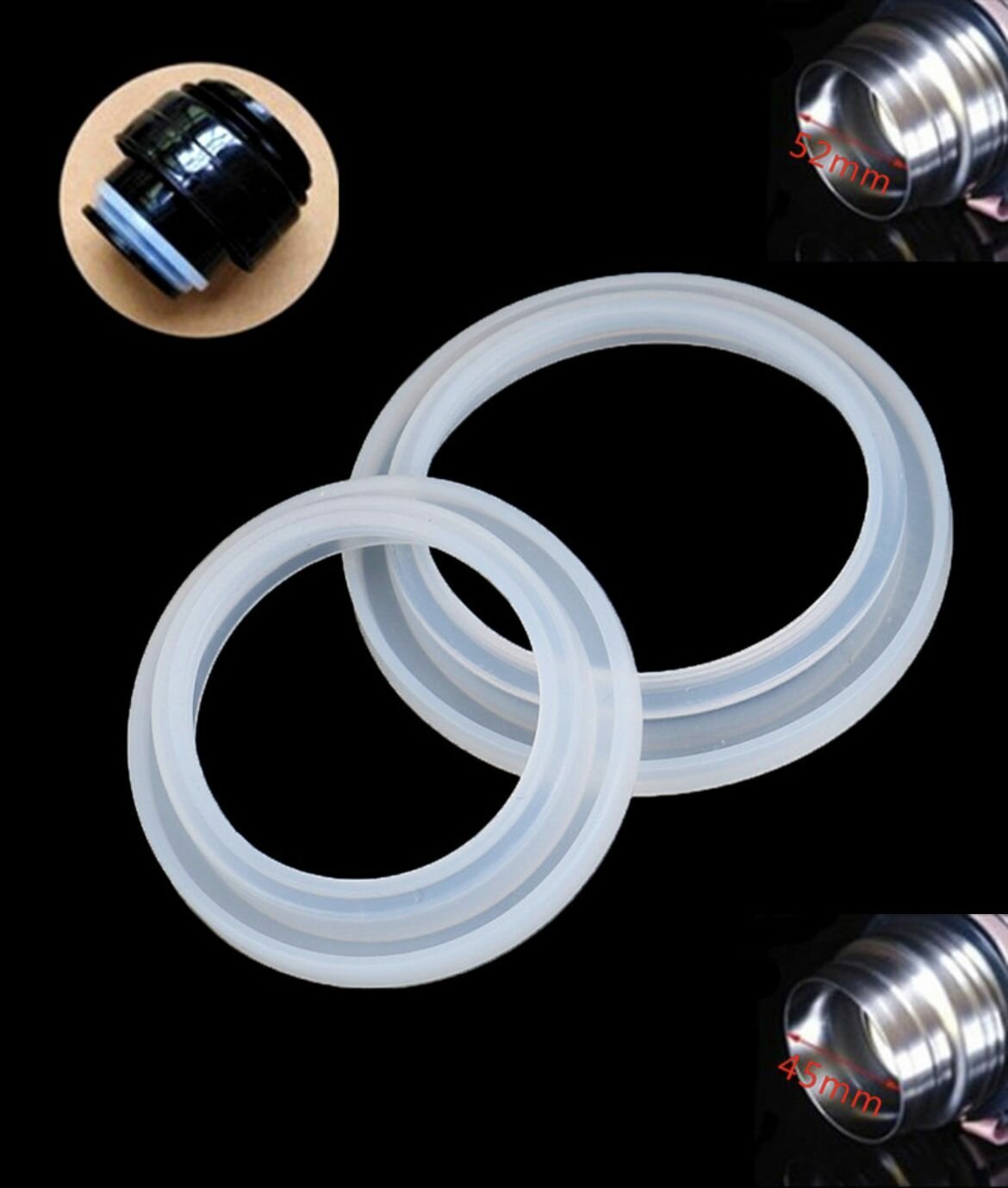 Уплотнительное кольцо 1 шт. (резинка, прокладка) силиконовая для крышки термоса с горловиной 52 мм