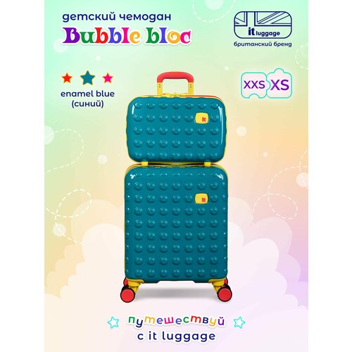 фото Чемодан-каталка it luggage, ручная кладь, 34х44х20 см, 2 кг, синий, желтый