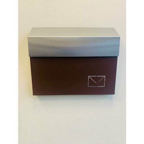 Почтовый ящик с замком металлический, нержавеющая сталь, 1 секц. 270 мм х 350 мм, коричневый