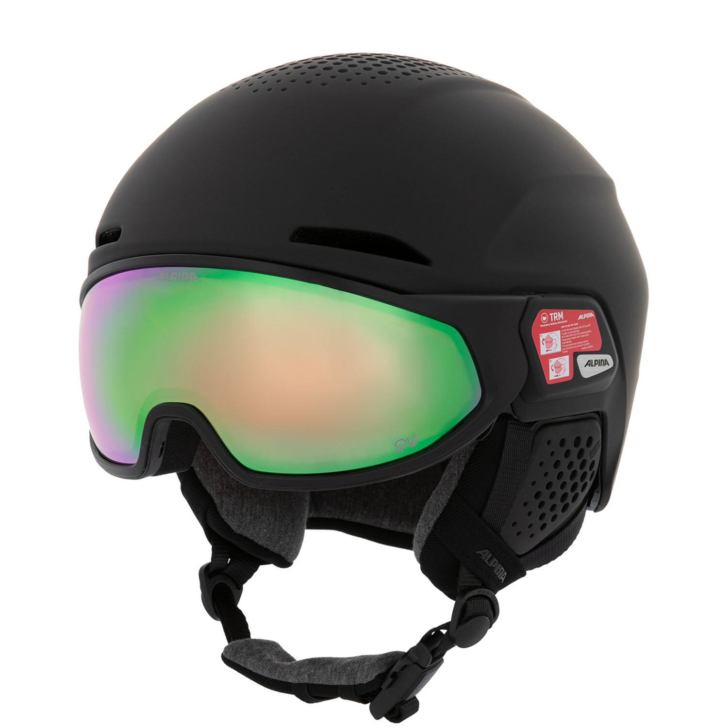 Шлем с визором ALPINA Alto Qv Black Matt (Cobalt Green) (см:55-59)