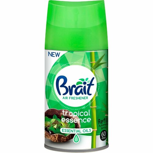 Сменный баллон к автоматическому распылителю освежителя воздуха BRAIT Tropical Essence (250 мл), совместим с AirWick, аромат Цветочно-цитрусовый