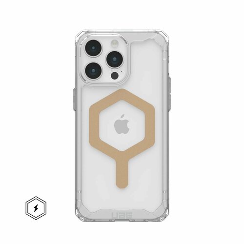 Защитный чехол с поддержкой MagSafe UAG Plyo Case для iPhone 15 Pro Max (Прозрачный лёд|Золото | Ice|Gold)