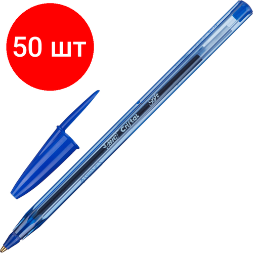 Комплект 50 штук, Ручка шариковая неавтомат. BIC Cristal Soft масл, синий,0.35мм,951434 ручка ручка шариковая bic cristal soft синий 0 35мм 951434 5 шт