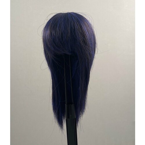 lr sd sportivnyy dvuruchnyy Парик для БЖД кукол DollGa Wig LR-020_D (каскад, синий, размер 6-6,5 дюймов/15-16,5 см)