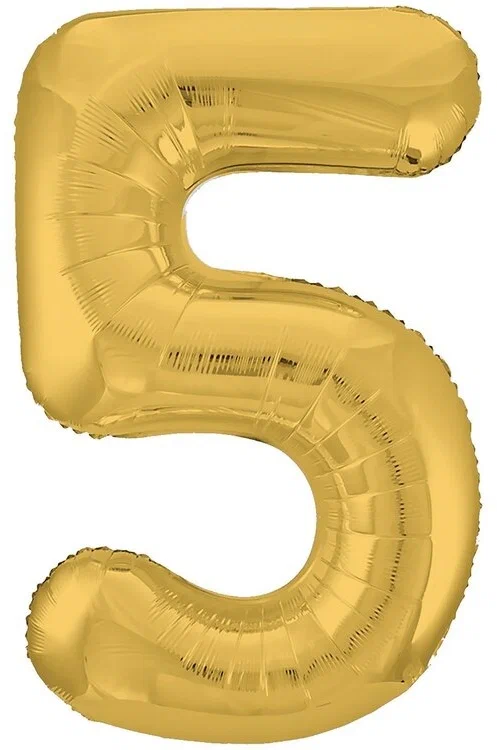 Воздушный шар, фольгированный, "Цифра 5", цвет золотой, 100 см