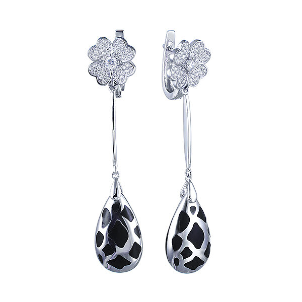 Серьги ELEMENT47, серебро, 925 проба, эмаль
