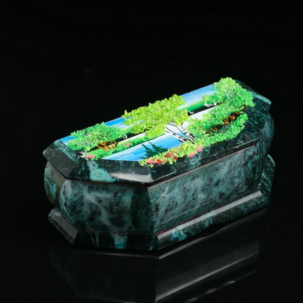 фото Ларец "Лето", 17х7х6, каменная крошка, змеевик