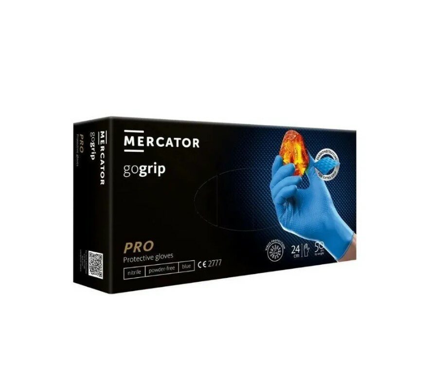 фото Mercator перчатки нитриловые химостойкие прочные GOGRIP 50шт/уп. "L"