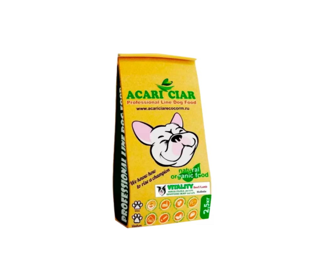 Сухой корм для собак Acari Ciar Vitality Holistic Beef/Lamb 2,5 кг ( мини гранула ) Акари Киар